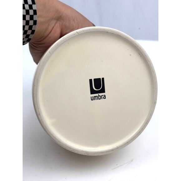 Umbra Mono Beige Ceramic Canister Lidded Jar Minimalist 5" - Picture 5 of 15